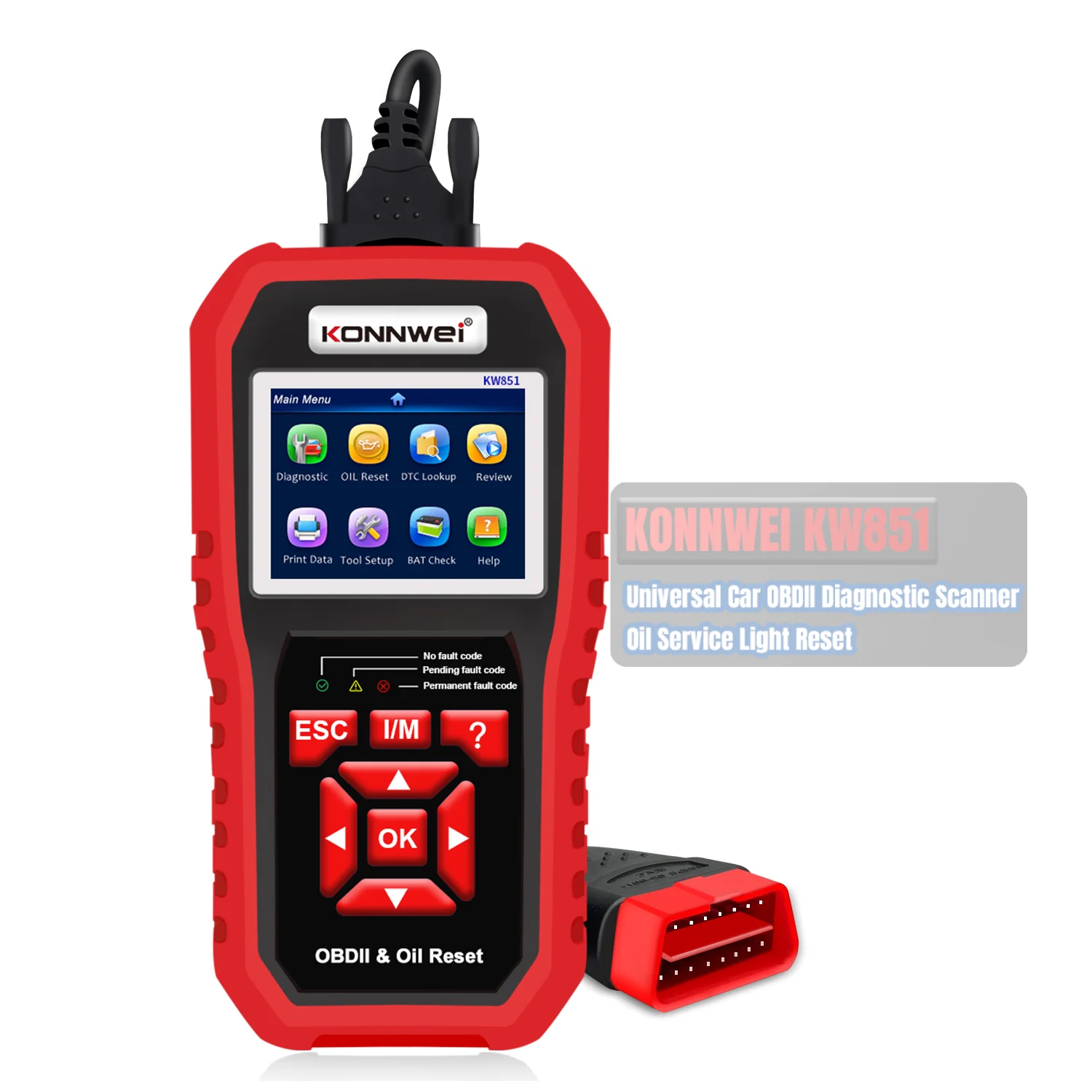 Universal Car Engine Analyzer KONNWEI Automotive OBD2 Scanner Konnwei KW851 12V Car Diagnose Oil Service Light Reset Tool