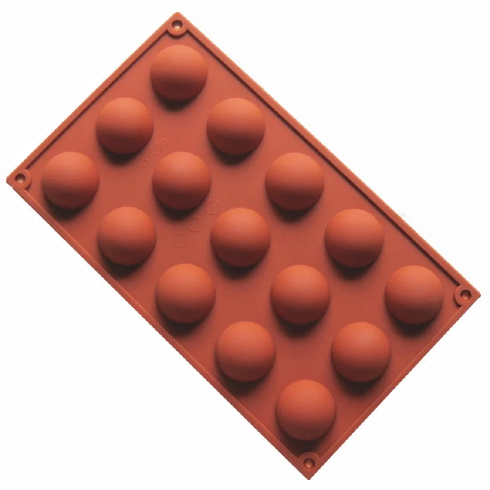 15 Cavity Semicircle Semi Sphere Silicone Chocolate Candy Jelly Truffles Mold