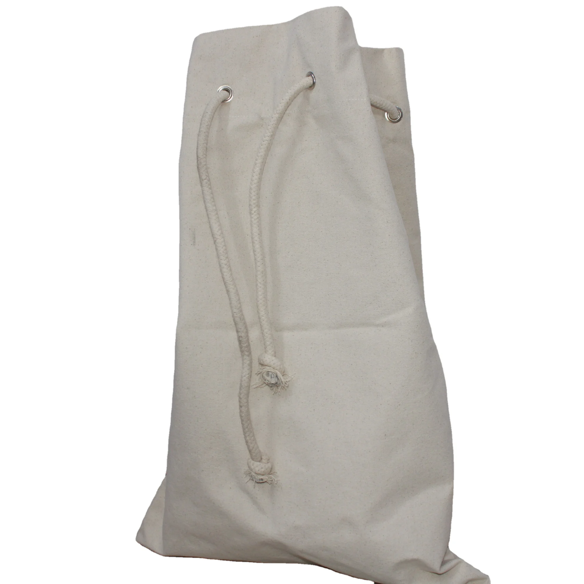 Santa sack cream drawstring pouch made of Indian canvas