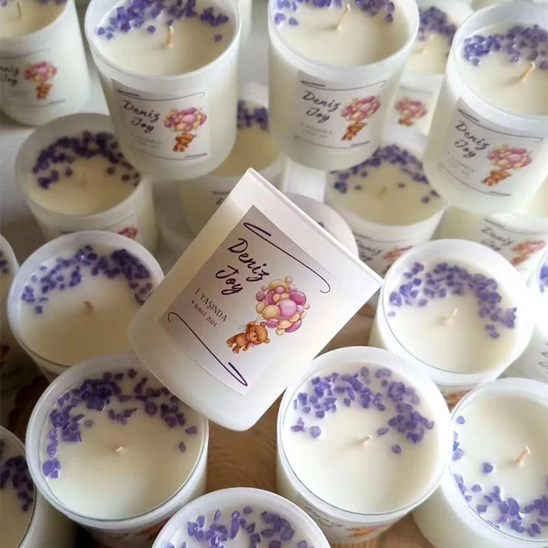 Luxury Private Label Home Decorative Candles Supplies Perfume Soy Wax Scented Dried Flower Crystal Candle