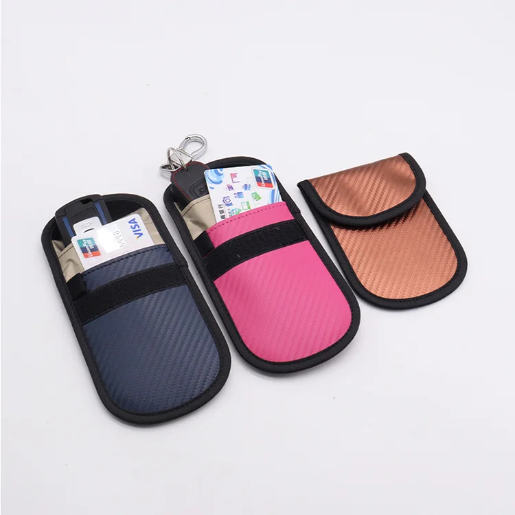 Leather PU Material Key Fob Holder RFID Blocking Case Car Key Signal Block Cover for WIFI/GSM/LTE/NFC/RF Blocked Faraday Pouch