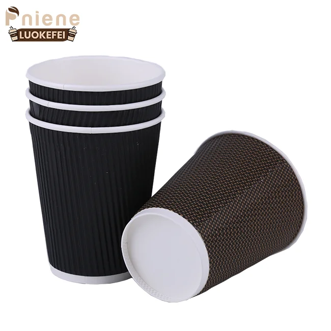 Factory hot sell cheaper price disposable coffee paper cups 12 OZ 16 OZ ripple wall corrugated paper cup