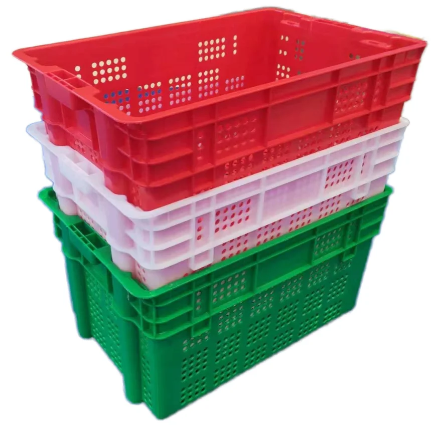 Made in China HDPE Plastic Basket with Wheels and Handles Plastic Baskets for Storage with Cap