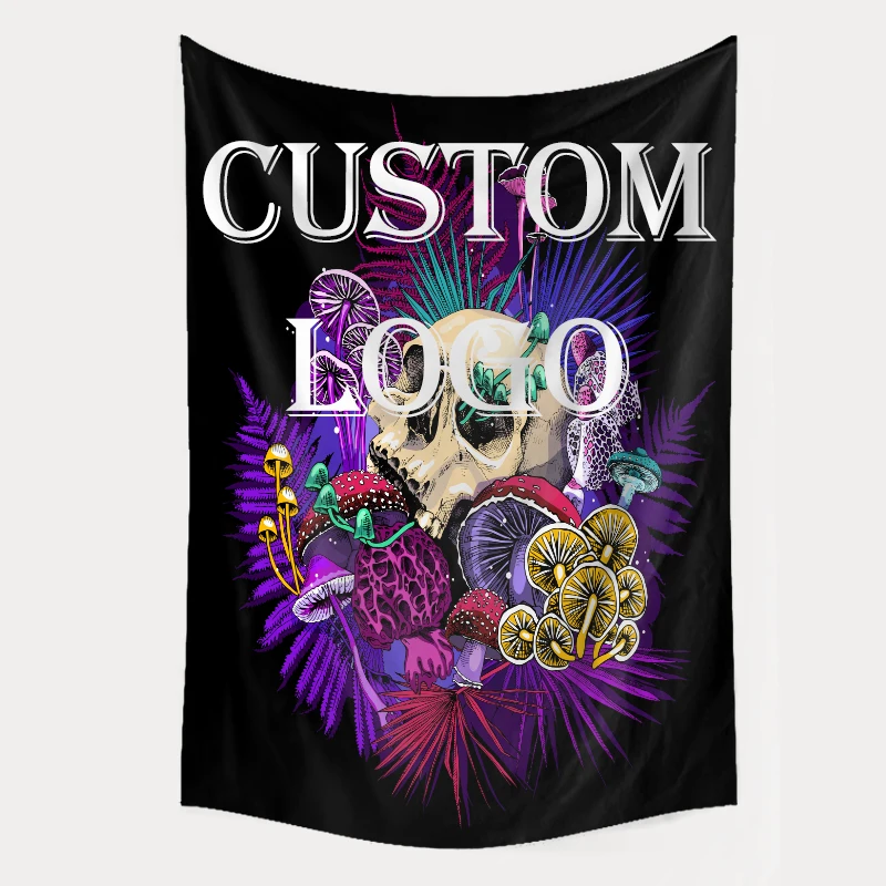 Tapestry Cloth Home Decor Custom Logo Printing 100% Polyester Fabric Psychedelic colorful Wall Tapestry for livingroom bedroom