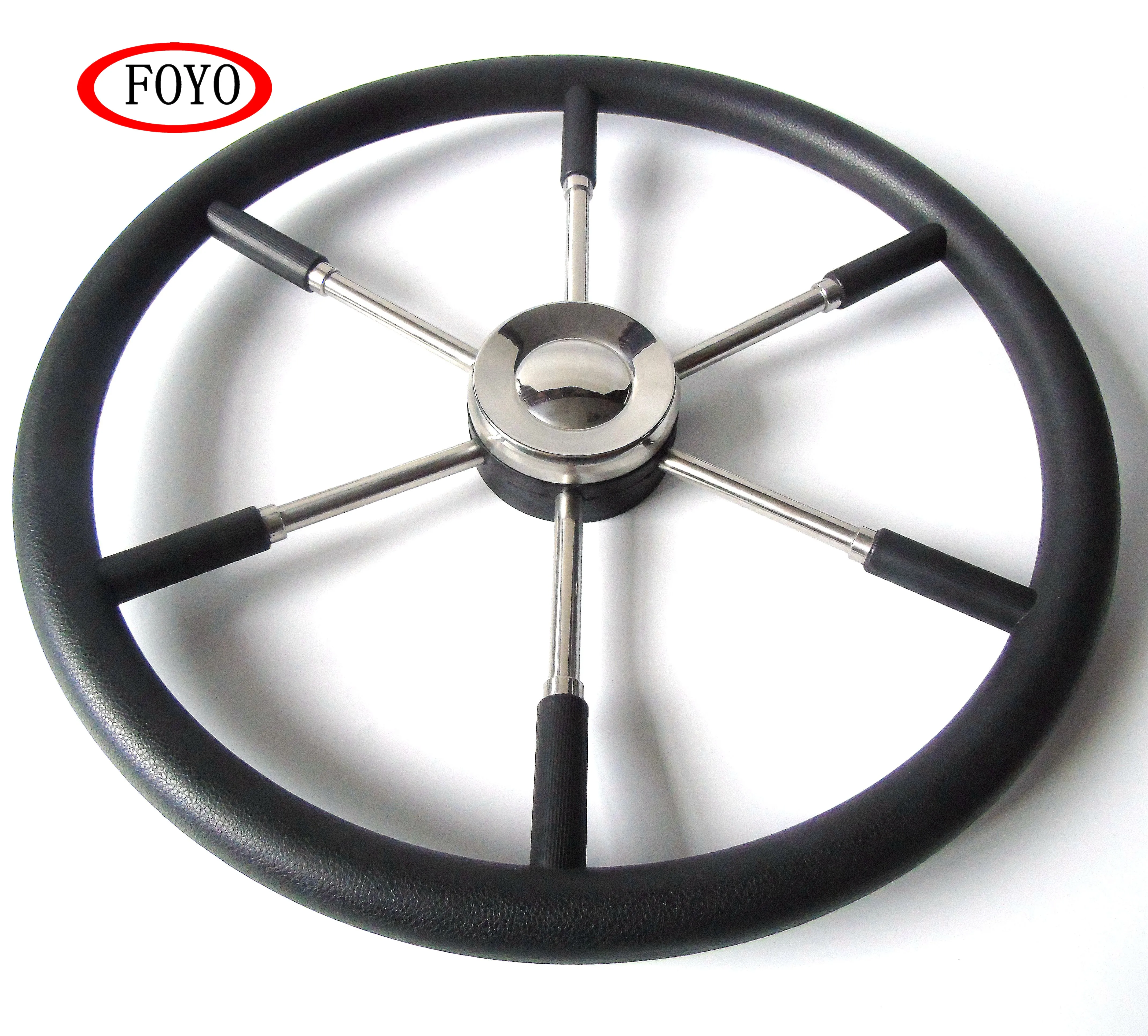 FOYO High Quality Boat Accessories Marine 6-Spoke Steering Wheel with Black Foam Coating for Kayak and Yacht steering wheel
