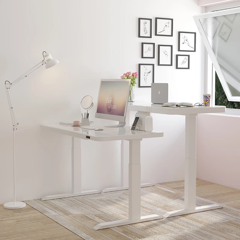 Smart Home Office Dual Motor Sit Stand Lifting Motorize Glass Height Adjustable Electric Desk
