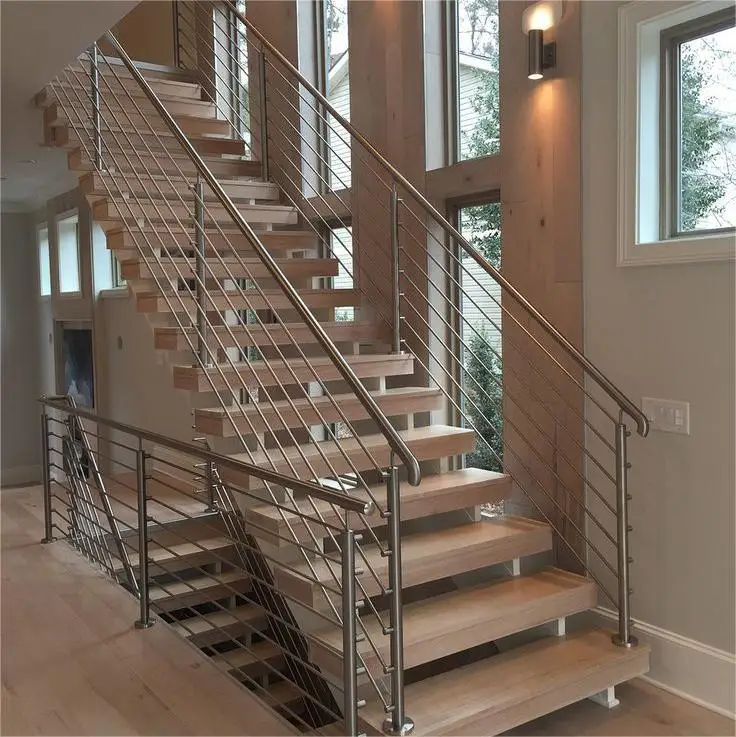 Inox Steel Cable Deck Railing System Frameless Stair Balustrade Handrail Design For Home