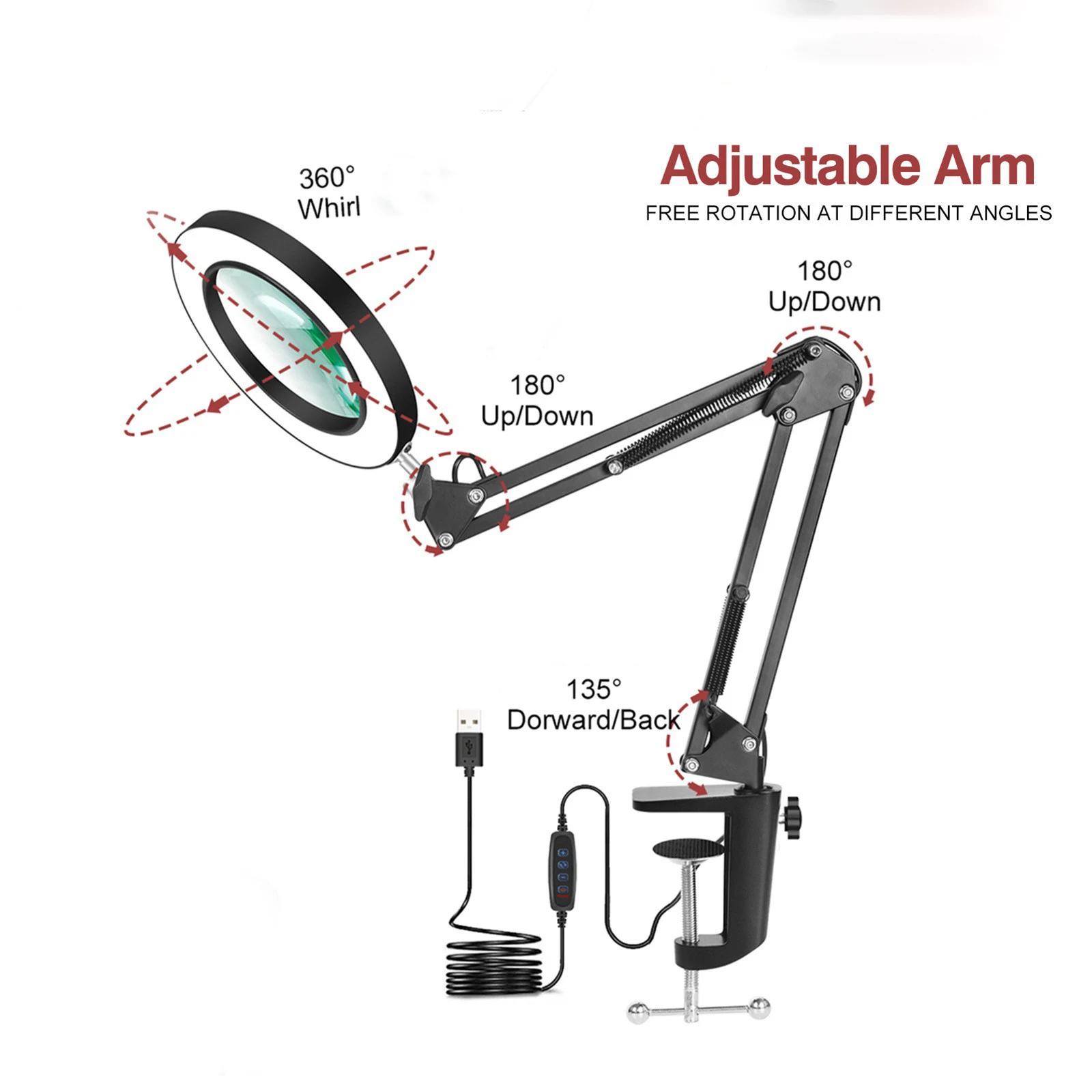 Salon-specific table lamp LED magnifying lamp with clip suitable for manicure eyebrow tattoo and eyelash extensions