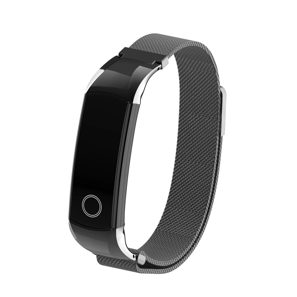 Factory price  Holdmi 7082 series black color magnetic SS milanese watch strap for HUAWEI honor band 4