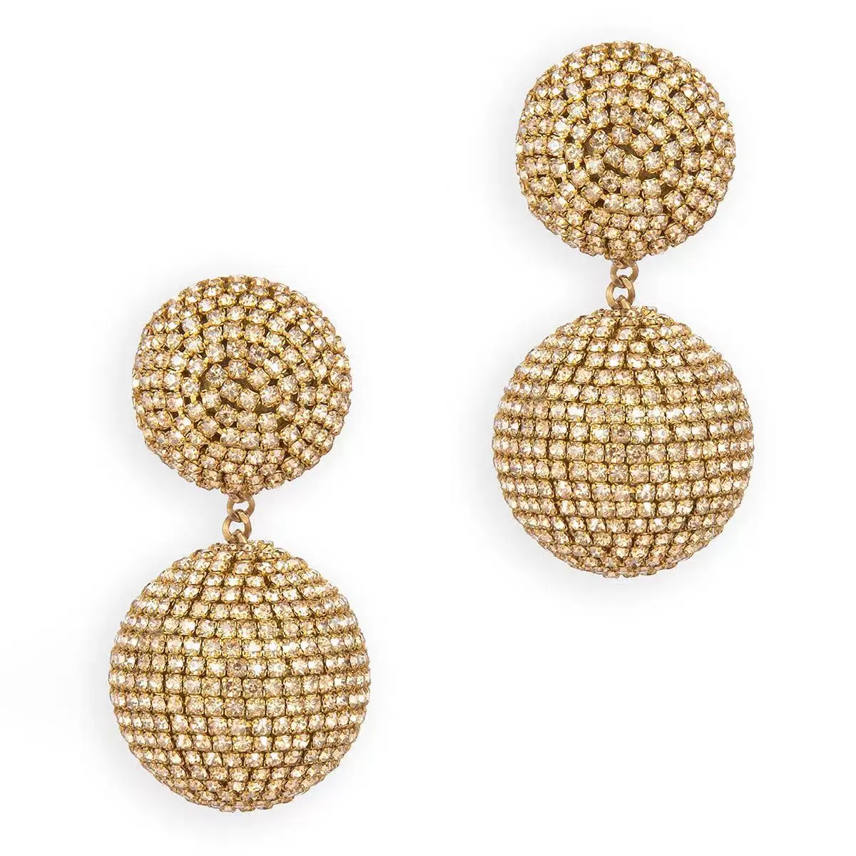 KDC2428 wholesale latest fashion luxury custom copper diamond zircon disco ball earrings