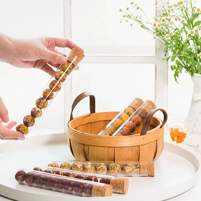 100% natural flower tea 8 flavors mixed glass tube packaging flower tea ball