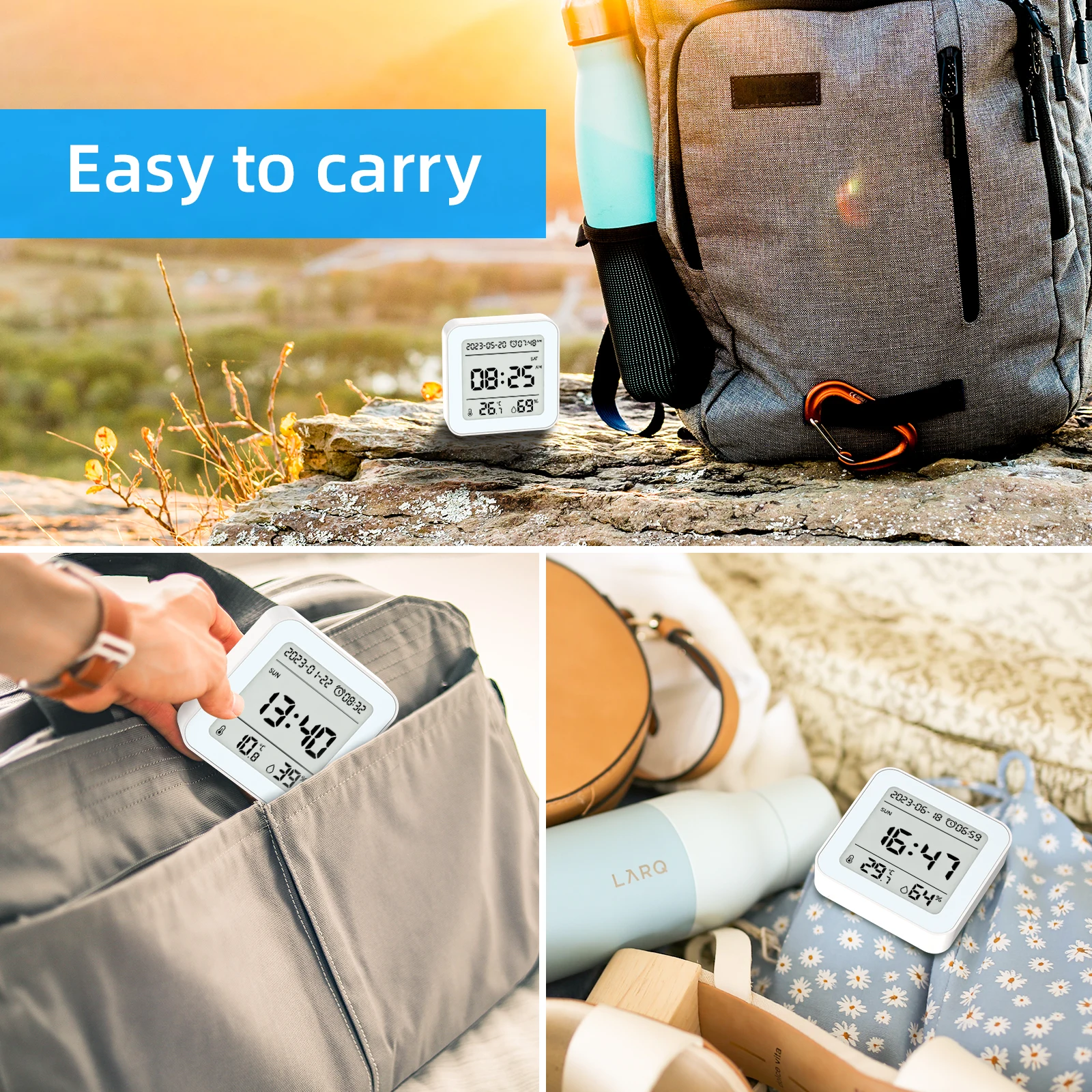 New Digital Hygrometer Room Thermometer Thermohygrometer Clock  Humidity Gauge Meter Indoor Temperature Sensor Meter