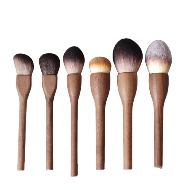HZM бамбуковые кисти для макияжа с индивидуальным логотипом, Профессиональный набор кистей для макияжа, 6 шт., кисти для макияжа, дерево, Прямая поставка