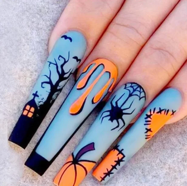 New Design Custom Press On Nails Halloween Press On Nails Artificial Fingernails For Women