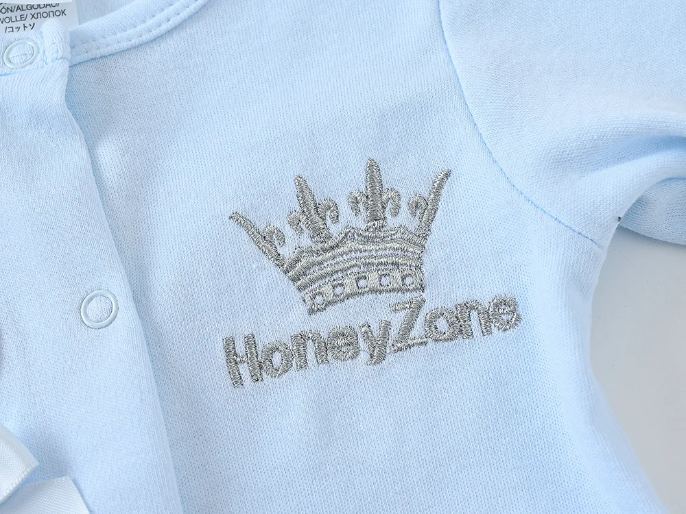 100% Cotton Baby Clothing Sets Boys 3-9 Months Blue Baby Romper +Hats+Mittens Newborn Gift Set