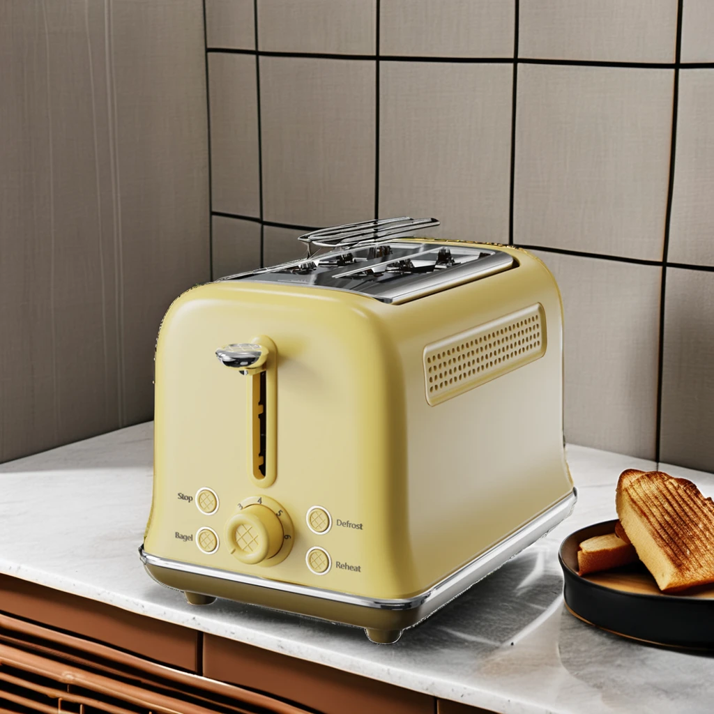 Automatic Retro Style Electric Toaster 2-Slice Household Essential for Quick & Easy Breakfast Toasting Plastic Housing