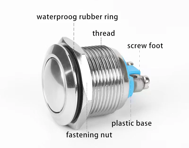 12mm on off  Flat Metal Self-locking Push Button illuminated switch