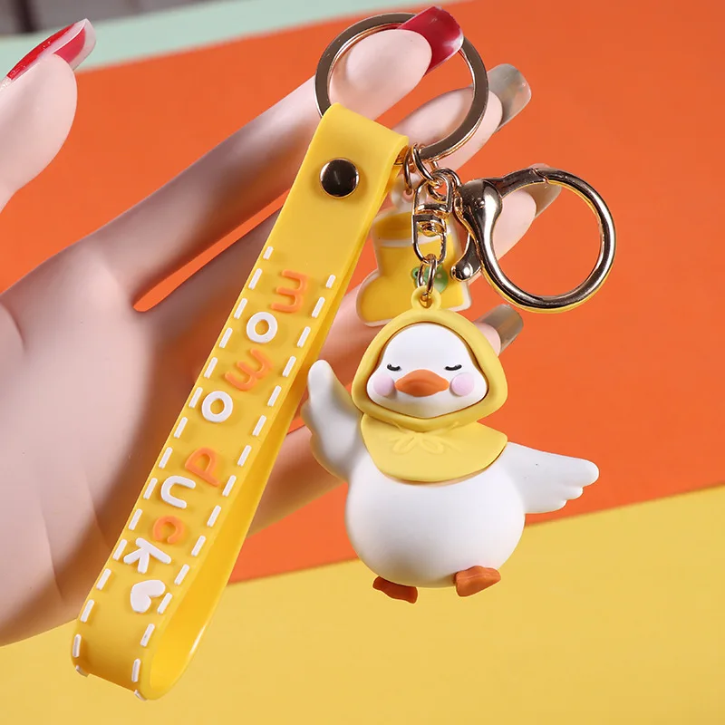2023 hot sales rubber key ring high quality 3D duck soft PVC  key chain