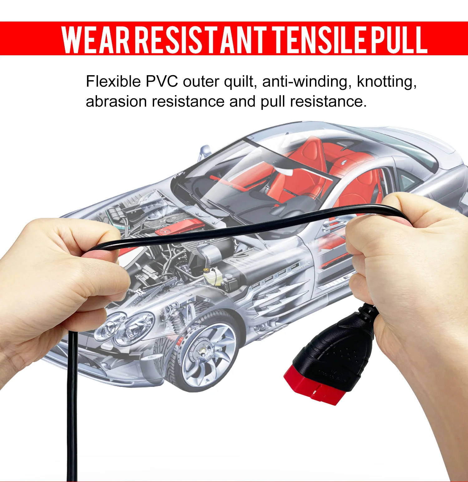 KONNWEI Universal 16 PIN escaner automotriz OBDII Car Diagnostic Scanner car obdii vehicle tools with 150cm length  Cable