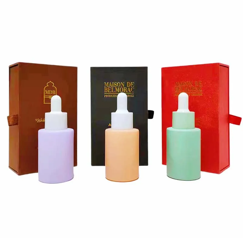 Luxury Empty 15ml 30ml Frosted Glass Face Oil Serum Bottle Packaging 30ml 50ml Glass Pump Cosmetic Serum Oil Dropper Bottle