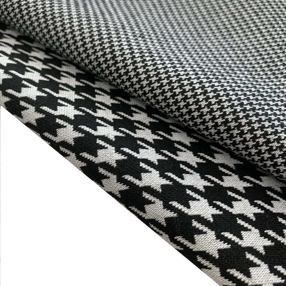 New Design Polyester Spandex Like Houndstooth  Knitting Jacquard Yarn Dyed Fabric For Garment