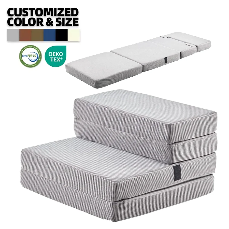 High quality wholesale Sofa Bed memory foam camping folding mattress Washable Hypo-allergenic foldable bed foam mattress pads