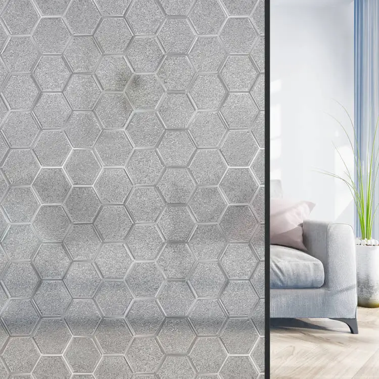 Static Cling Decorative Window Film Vinyl Non Adhesive Privacy Film Stained Glass Window Film for Bathroom Shower Door