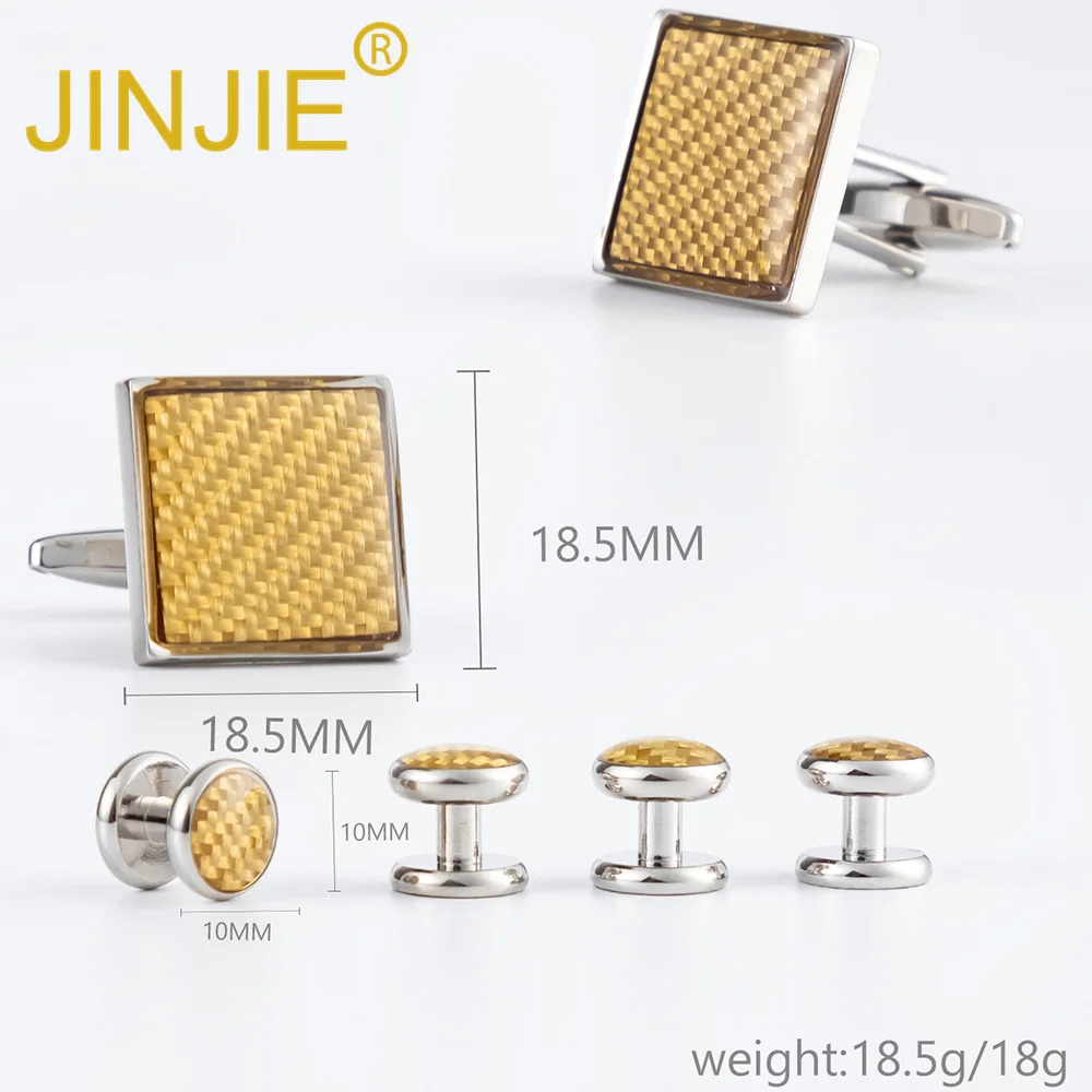 2024 JINJIE новый дизайн Роскошные модные квадратные золотые эмалевые 2 + 4 запонки и Заклепки Набор для мужского смокинга подарочный набор