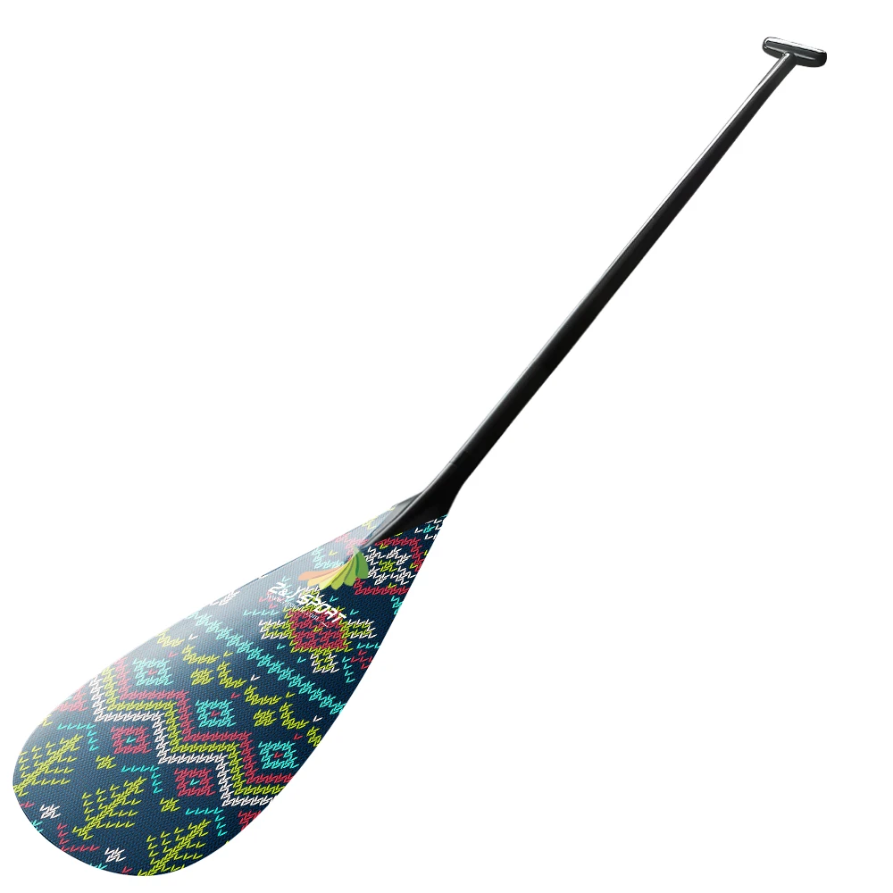 ZJ SPORT Full Carbon Fiber Outrigger Canoe OC Paddle with Straight Carbon Shaft and Optional Graphic on the Blade