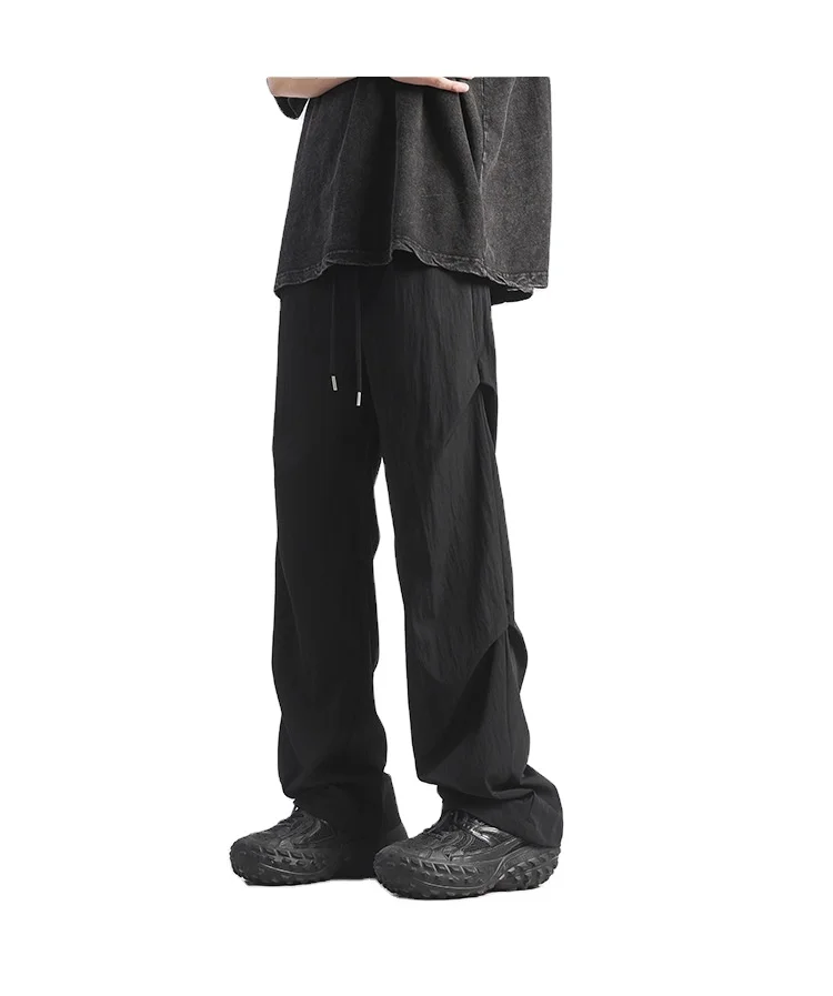 2024 summer new cool sag loose thin ice silk port wind straight pants