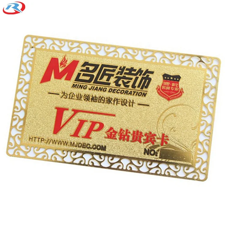 factory custom own logo engrave high quality gold plated metal business card