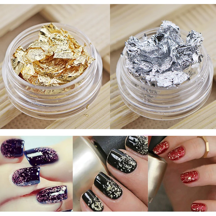 
new design gold leaf finger nail art gold foil nail art stickers for nail decoration 