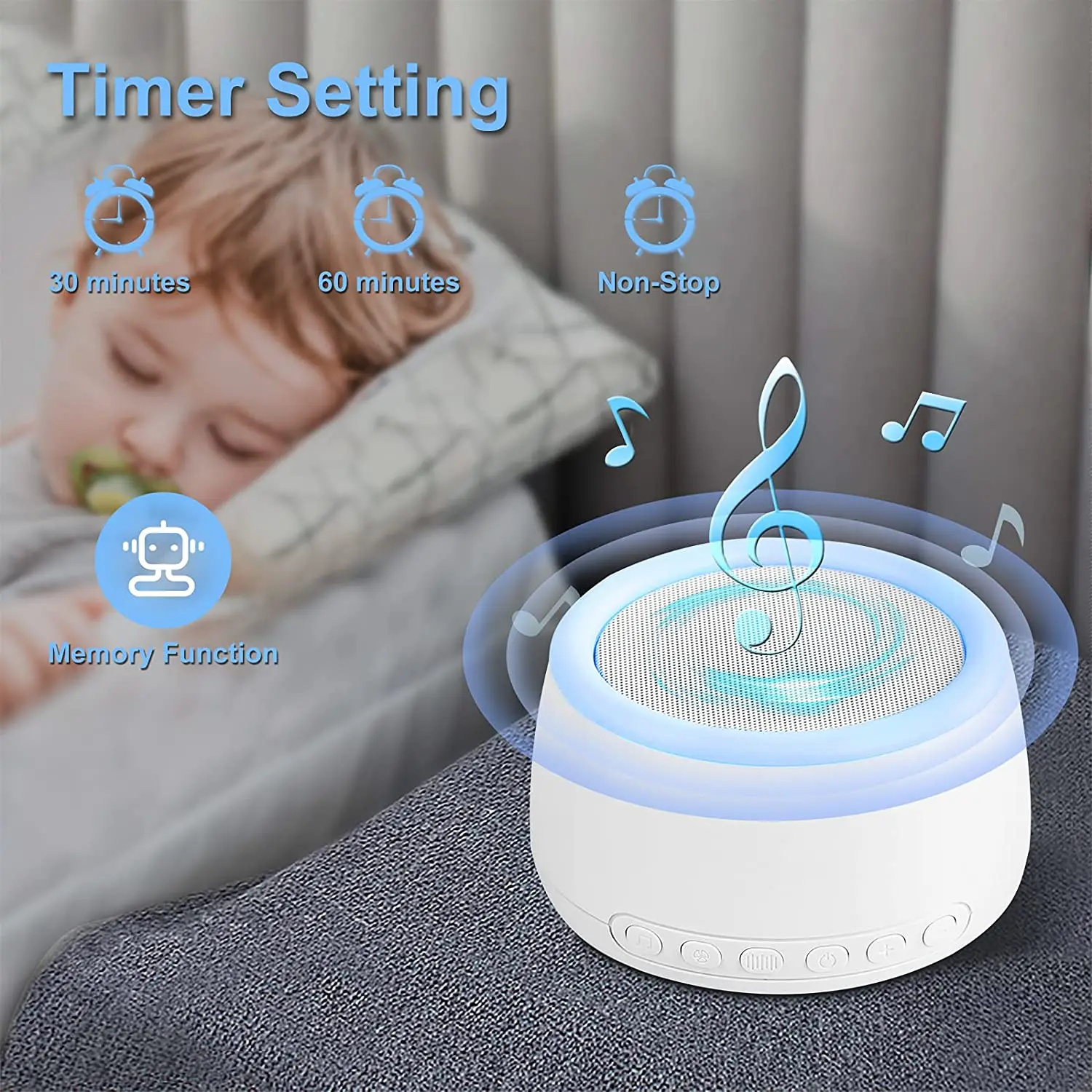 Portable Rechargeable Sleep Sound Machine for Baby Adults and Kids White Noise Machine