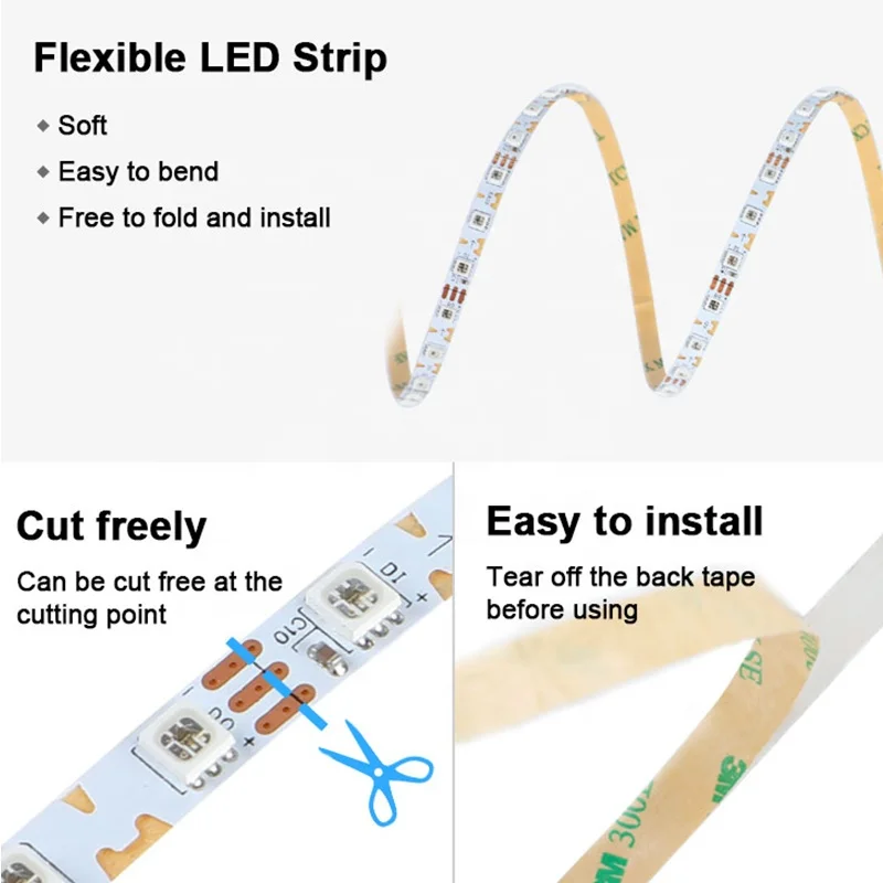 Smart Addressable S Shape 12V 60 84 Pixel Zigzag 5050 RGB Flexible Curving Tape DC12V ZIG ZAG RGBIC LED Strip Light