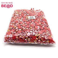 Wholesale Shiny 8 mm Multi Colors Flat Back Beads Glue On Nail Art Half Round Plastic Pearls For Jewelry Making DIY Decoration