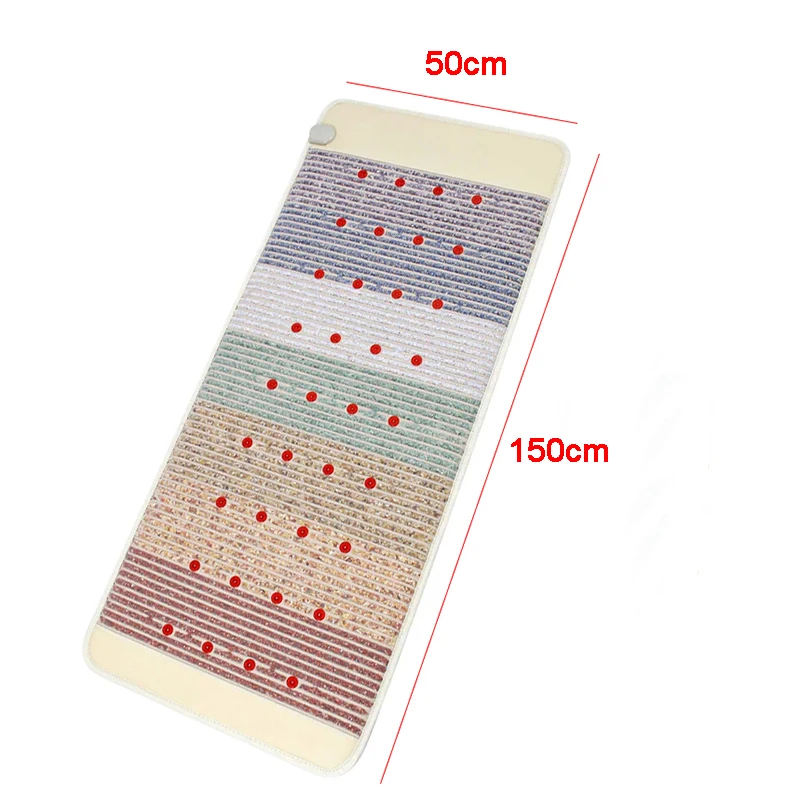 50*150CM Germany Stock PEMF Photon Amethyst Tourmaline Bian-stone Heating Mattress Far Infrared Heated Mat Amethyst Stone Pad