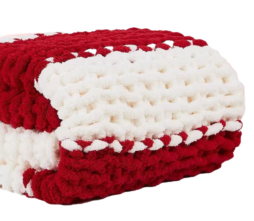 Buy Chunky Knitted Blankets Soft chenille Thread Throw 50x60 handmade cable woven crochet blanket Sofa home decor