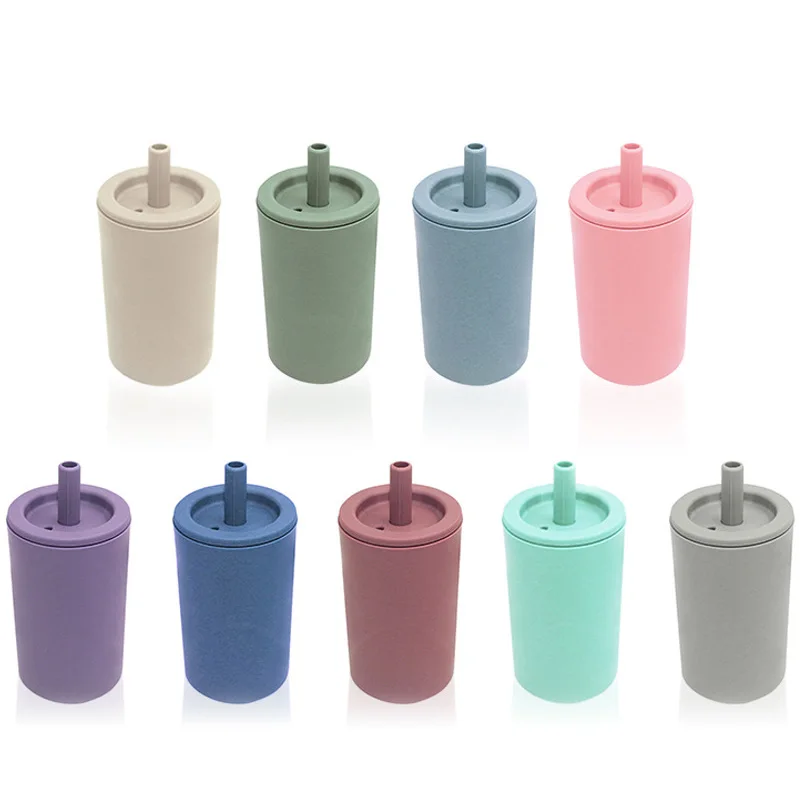 baby training cup leak free and reusable straw free of bisphenol A customized environmentally friendly baby cup, silicone cup