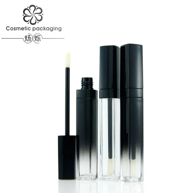 Cosmetic Packaging Black Rectangular Empty Lip Gloss Container Wholesale Lip Gloss Stick Tube 7ml Lip Gloss Tube Custom logo