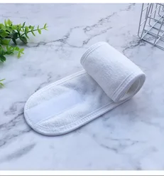 Custom Logo Wholesale Cute Elastic Pink Wash Face Towel Velcro Head Band Facial Makeup Spa Headband For Women Girls