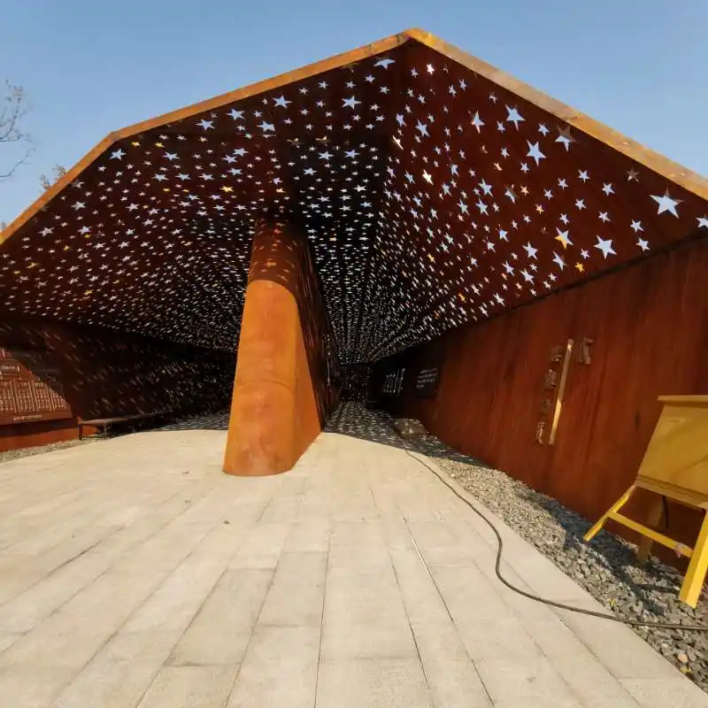 Laser cut corten steel perforated curtain wall cladding natural rust decorative cladding panels for hotels Building