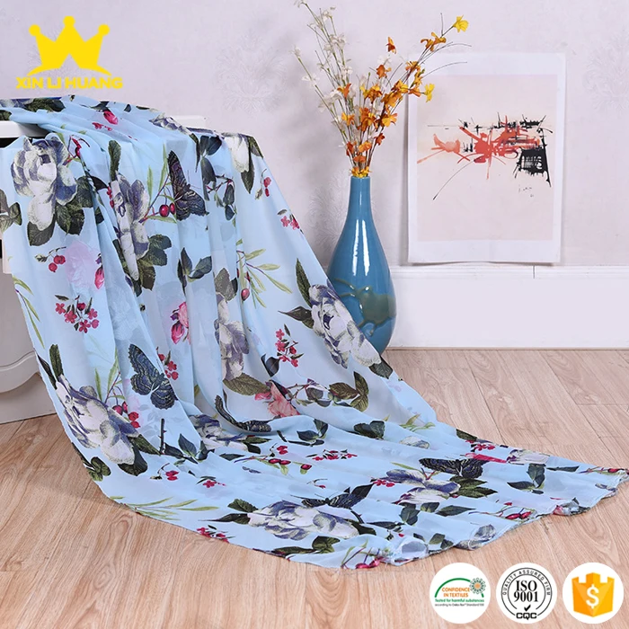 New Arrived Beautiful Design 100% Polyester Flower and Butterfly Printed Chiffon Fabric