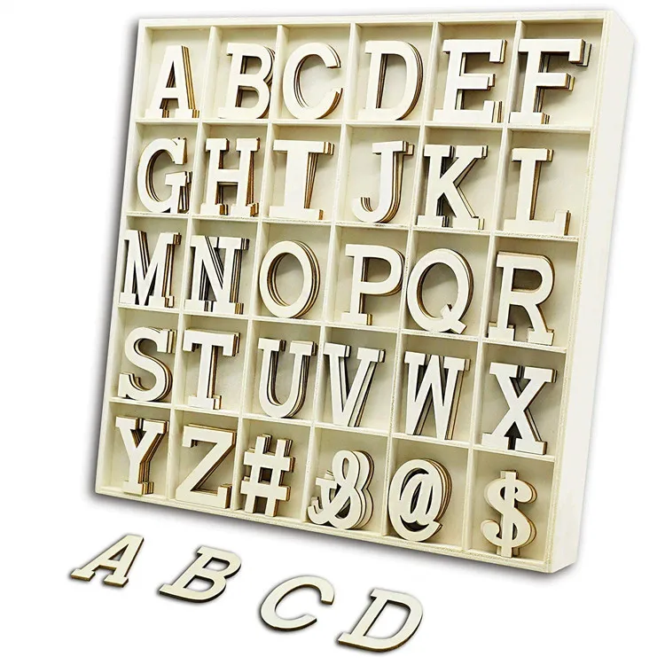 Diy Small Wood Letters Set For Crafts Wooden Scrabble Letter games With Storage Tray Set