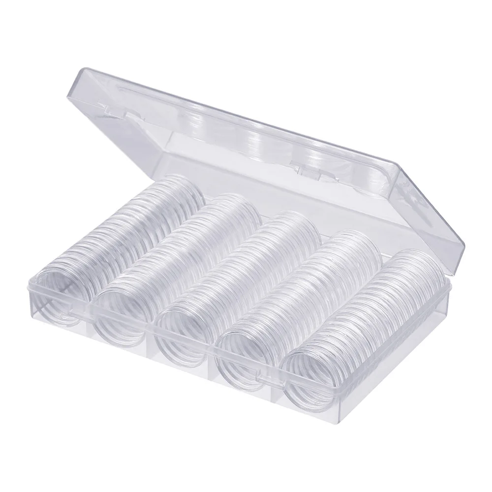 
Coin Storage Box With100 Pieces 30mm Coin Capsules Plastic Storage Organizer Box Coin Holder Case 
