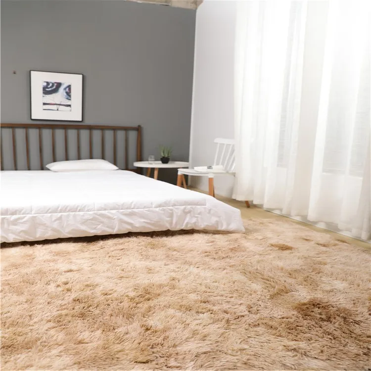 Shaggy Rugs for Sale Tie-dyed Plain Fluffy Pv Plush Area Carpet Tianjin