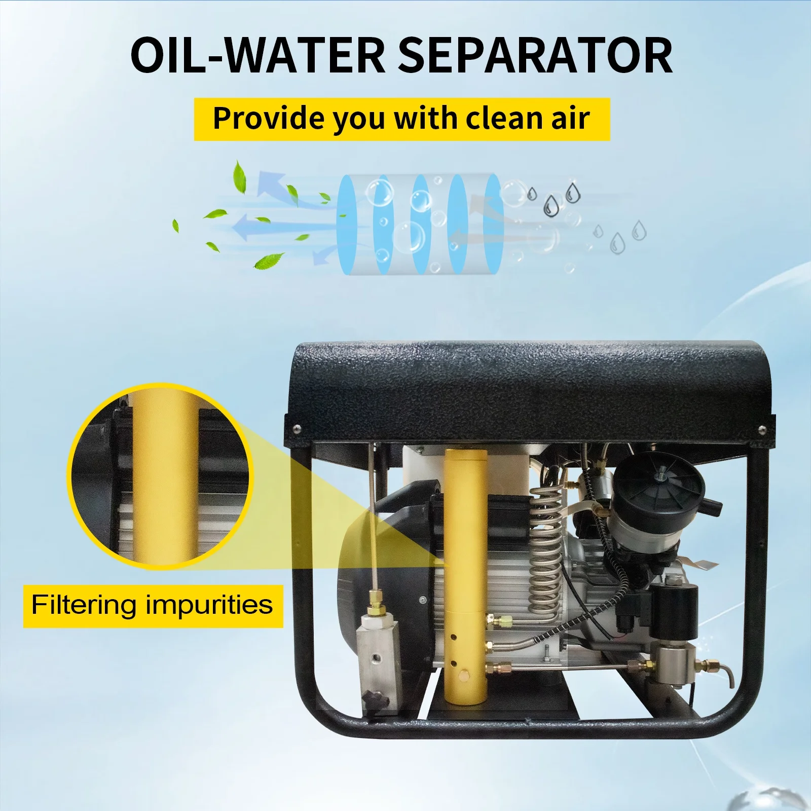 GP 2.2kw 30mpa 4500psi Double Cylinder 220V Auto Stop  High Pressure 300bar Scuba Diving Air Compressor