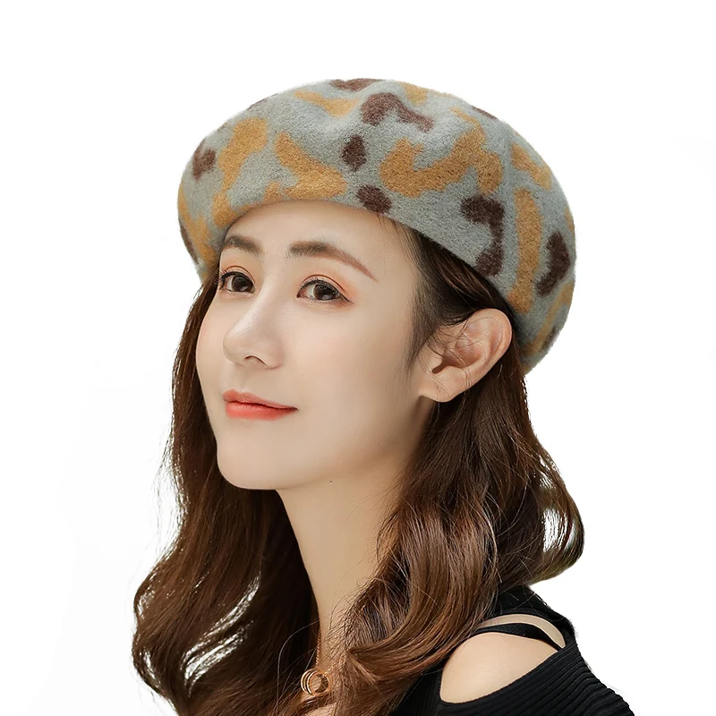 New fashion and comfortable three-color camouflage beret hat