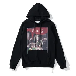 IHJ5584 Autumn oil painting print loose high street hoodies for men and women couple french terry hoodie coat wholesale