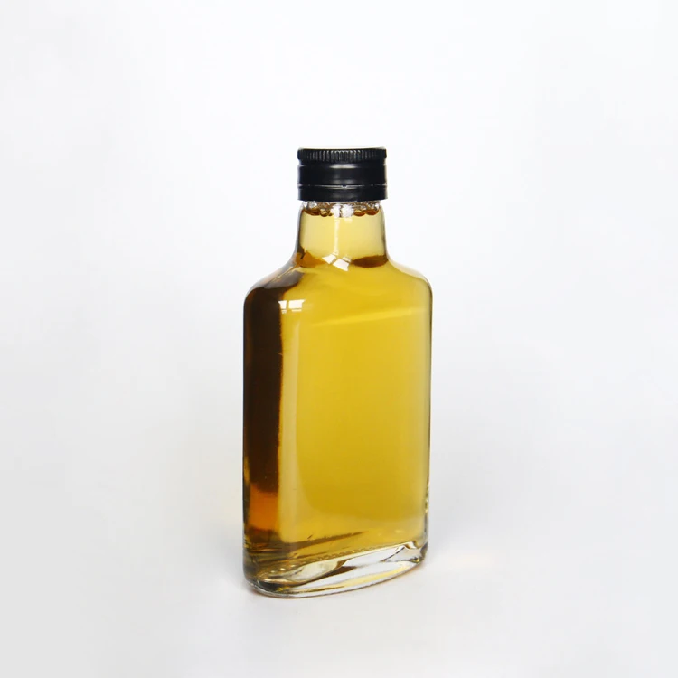 High Quality Clear Flat Flask Liquor Bottle 100ml Whiskey Bottle Glass Alcohol Spirits Glass Bottle