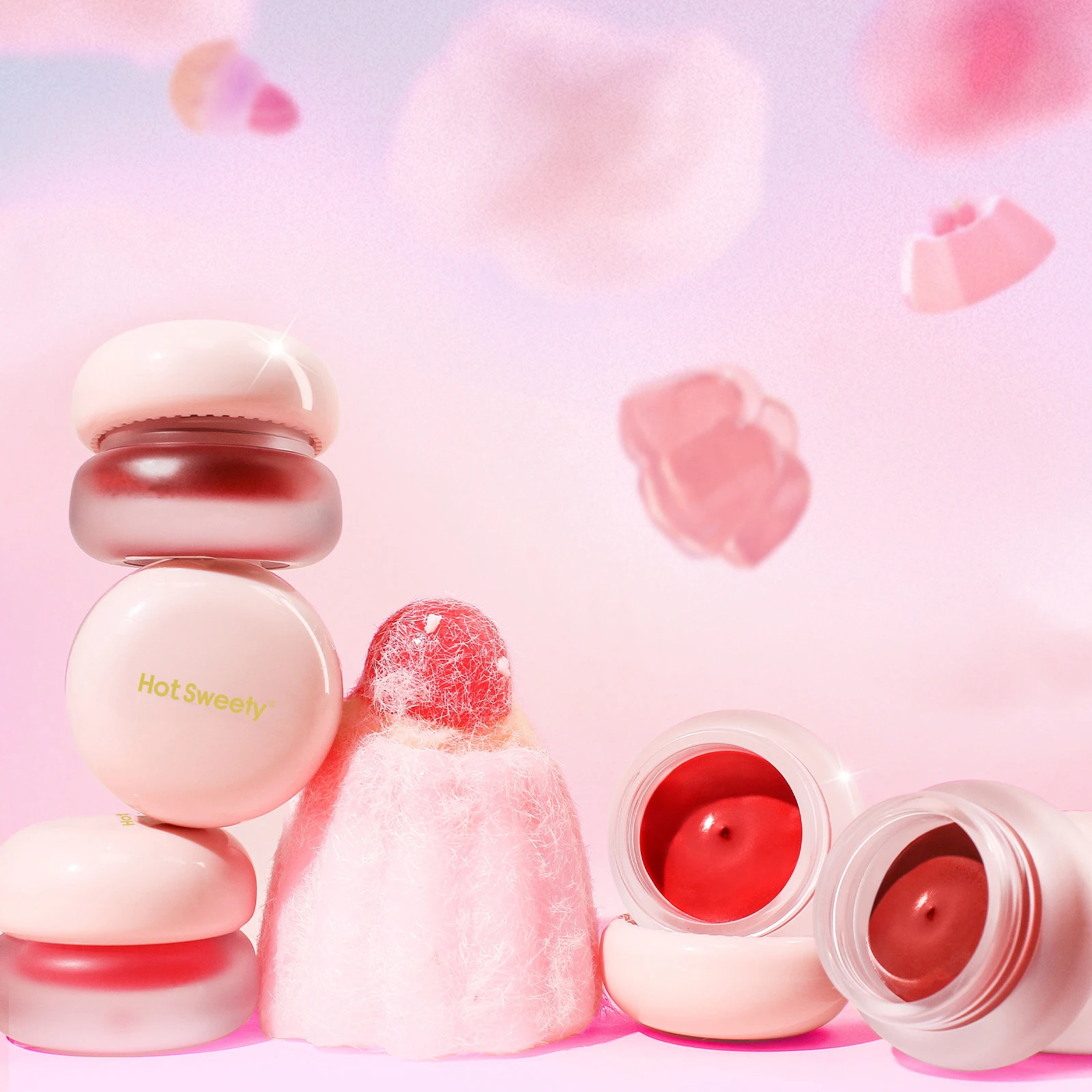New Arrival High Pigment Matte Jelly Glaze Blush Cream Velvet Lip Mud for Lips Cheeks Makeup Pink